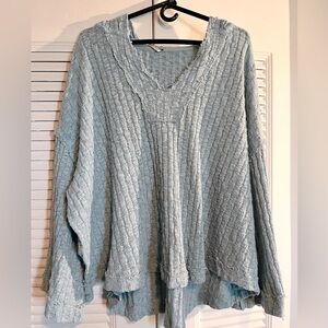 Free People Women's Oversized Ribbed Flared Sleeved Hooded Sweater Sz XL